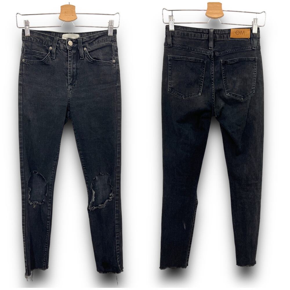 Objects Without Meaning 26 Distressed Black High Rise Skinny Ankle Jeans USA